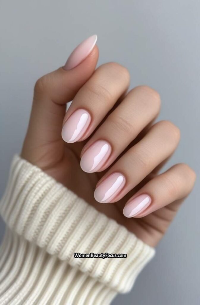 17. Sheer Pink Short Nails