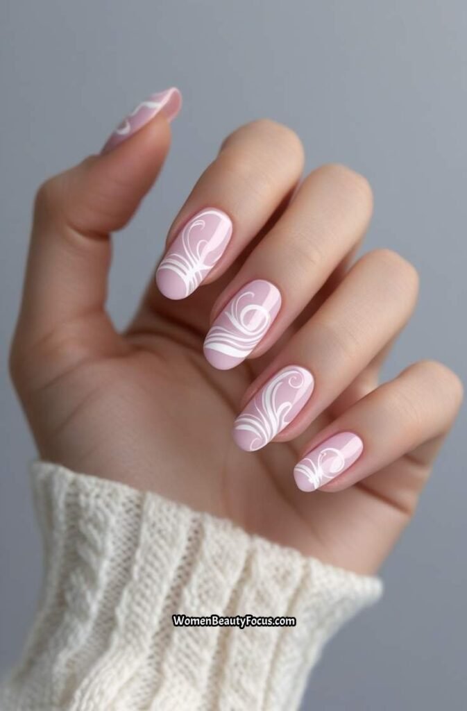 17. Subtle Pink and White Swirls
