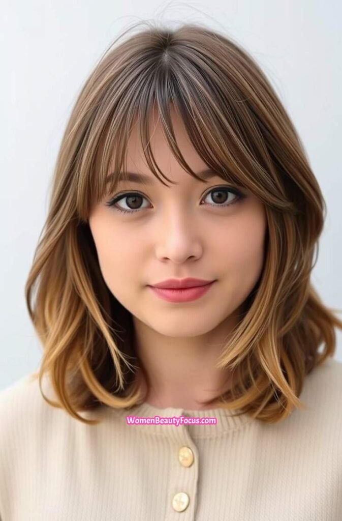 17. Wispy Curtain Bangs with Soft Blend FrontStraight View