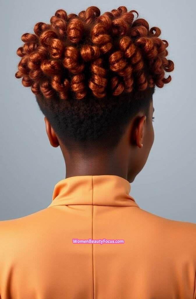 18. Copper Afro with Tapered Sides Back View