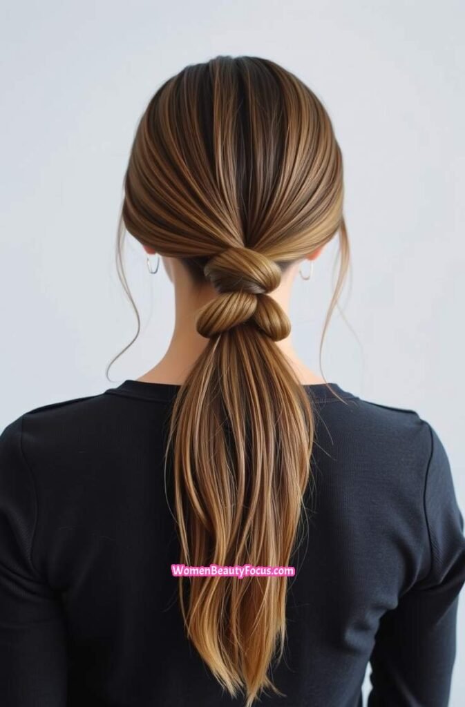 18. Long Wrap Ponytail with Slick Base Back View