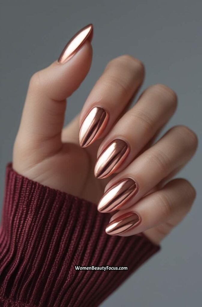 18. Metallic Rose Gold Nails
