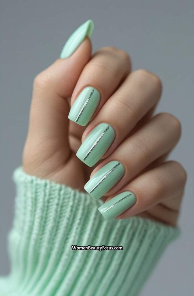 18. Mint Green Cat Eye Nails