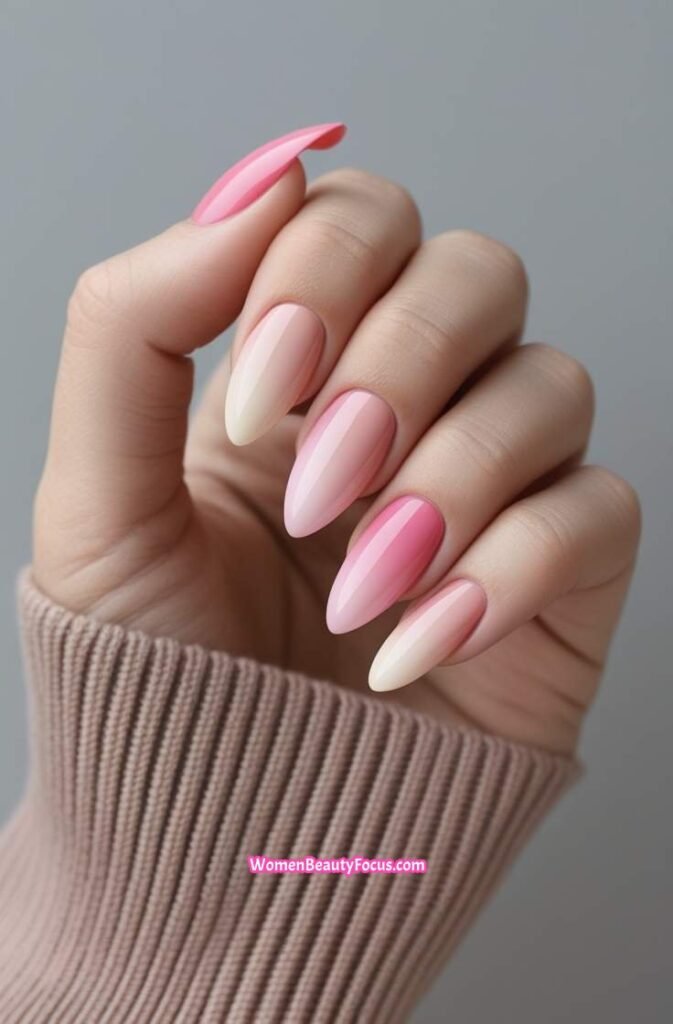 18. Pink Beige Ombre Nails
