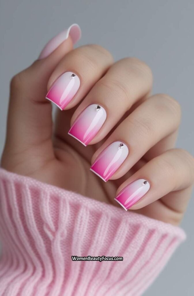 18. Pink Ombre with White Accents