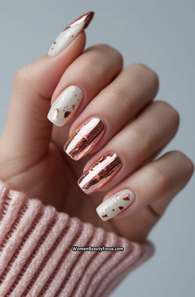 18. Rose Gold Foil Over Neutral Base