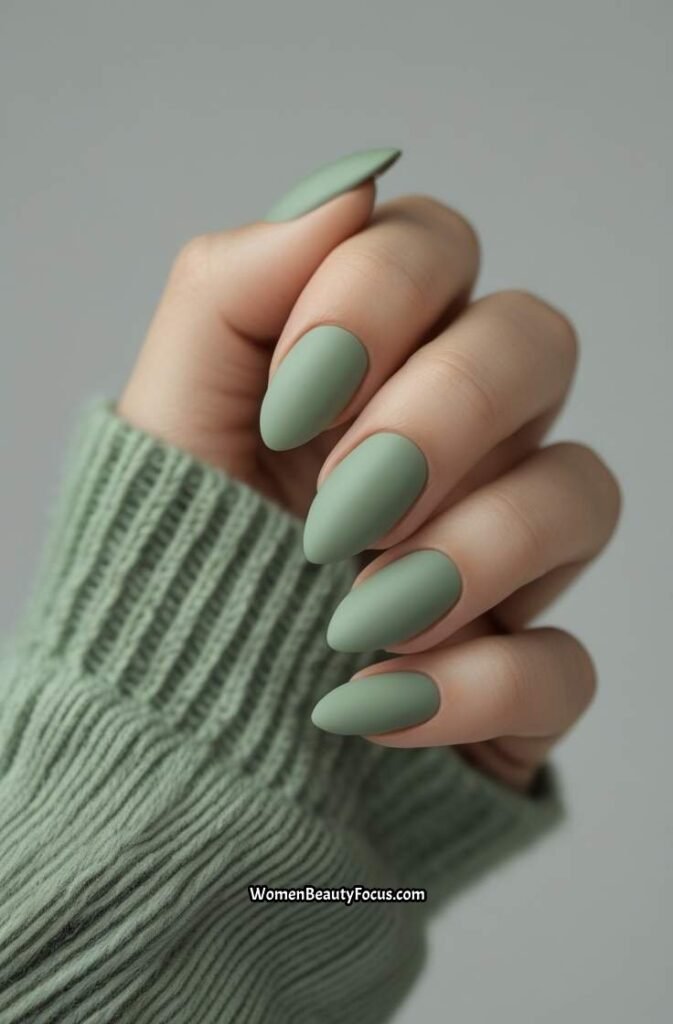 18. Soft Green Matte Nails