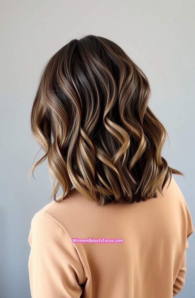 18. Wavy Lob with Deep Root Shadow Back View