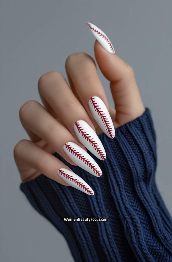 19. Baseball Stitch French Tips