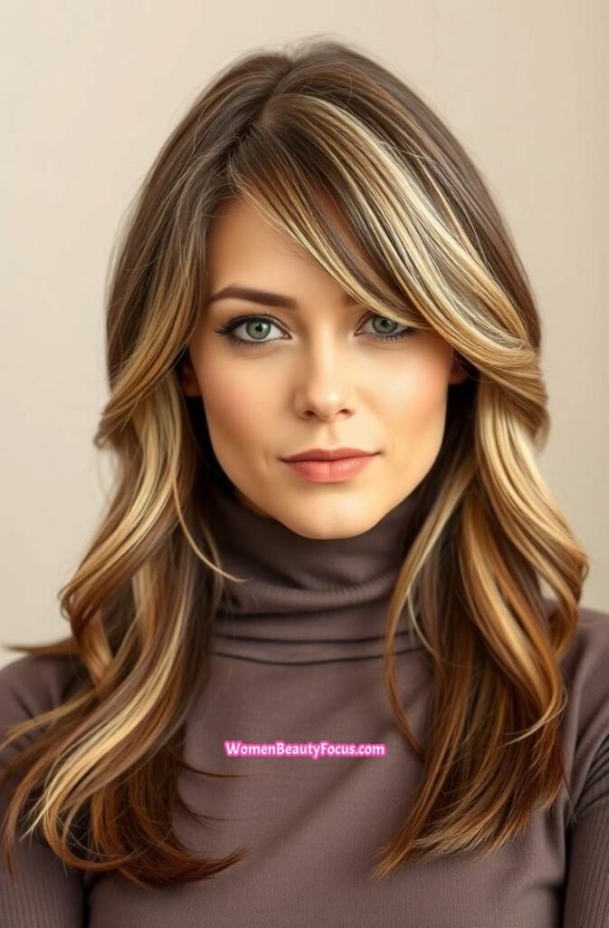 19. Face Framing Highlights with Layered Ends FrontStraight View
