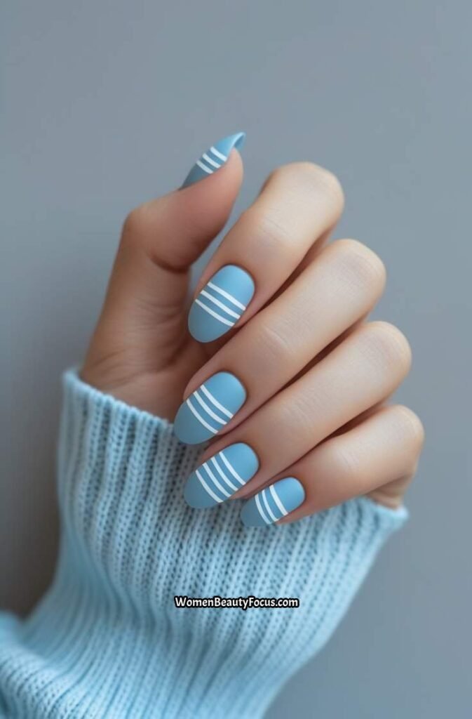 19. Frosty Blue with White Stripes