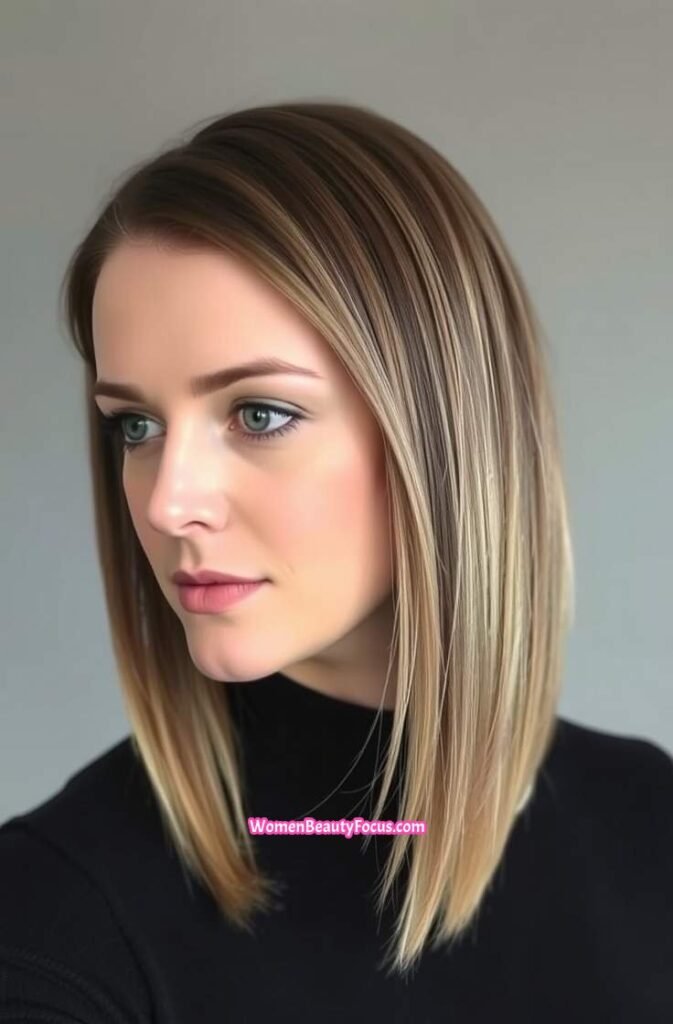 19. Light Ash Brown with Straight Polished Hair FrontStraight View