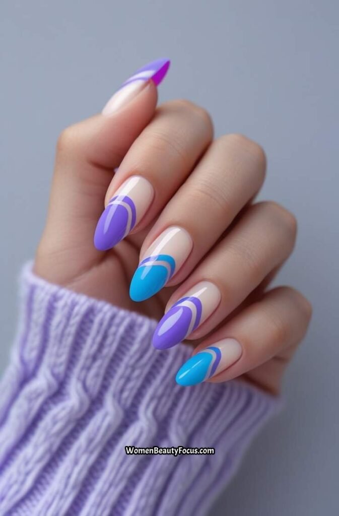 19. Neon Purple and Blue Wavy Tips