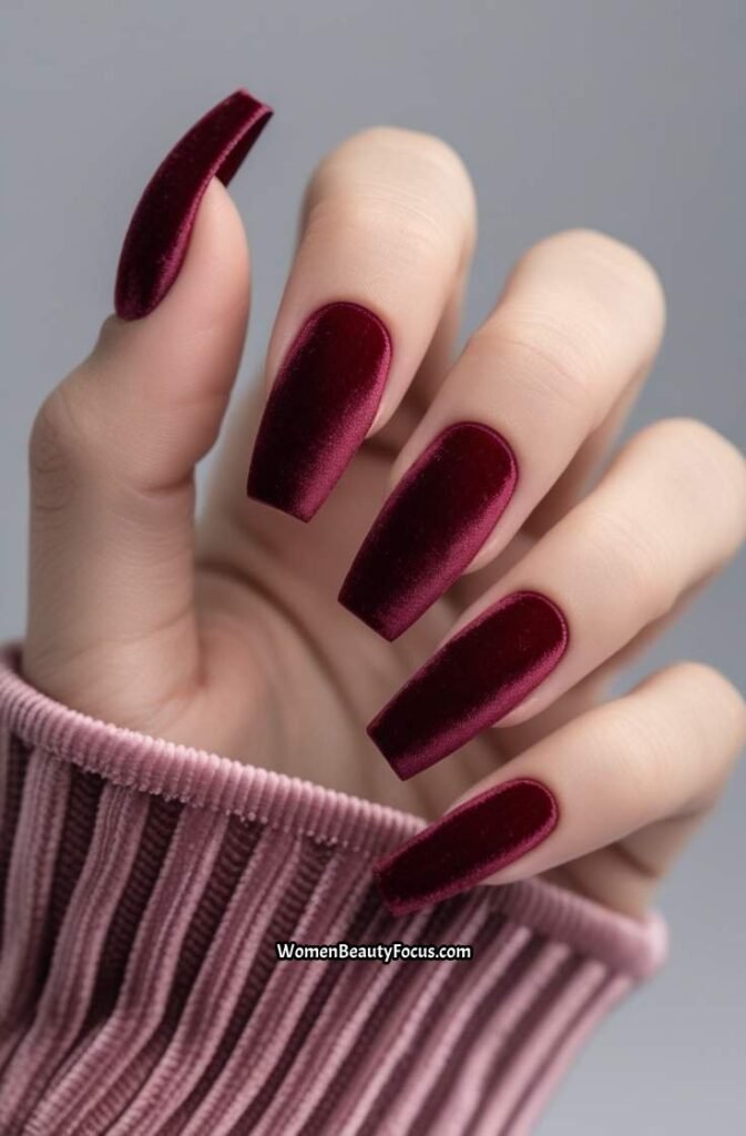 19. Red Velvet Matte Nails