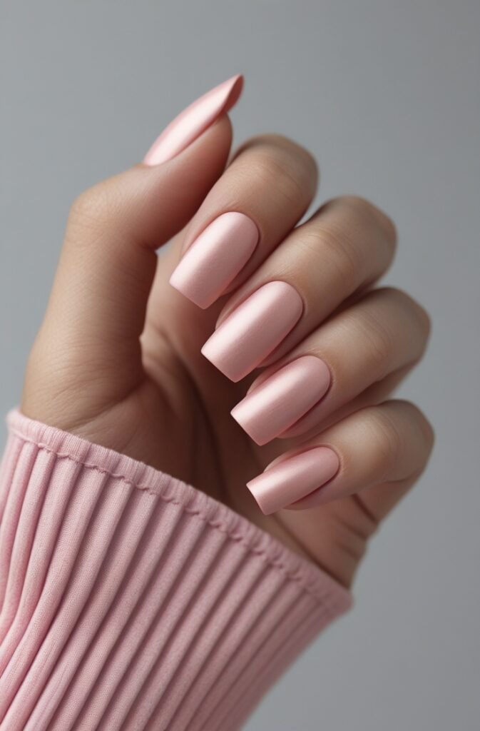 19. Soft Blush Nails with Velvet Matte Finish