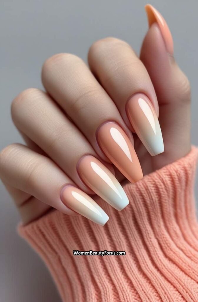 19. Soft Peach Ombre Nails