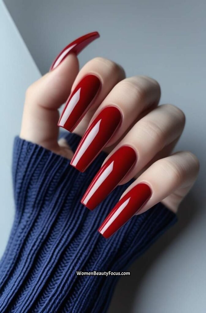 2. Bold Red Coffin Nails