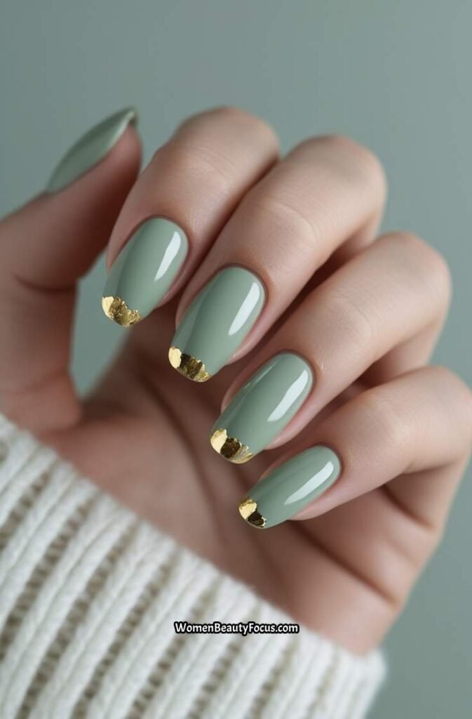2. Glossy Sage Green Elegance