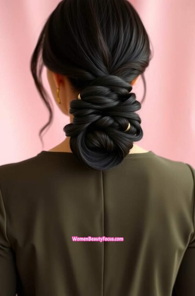 2. Low Bubble Ponytail with Hair Cuffs Back View