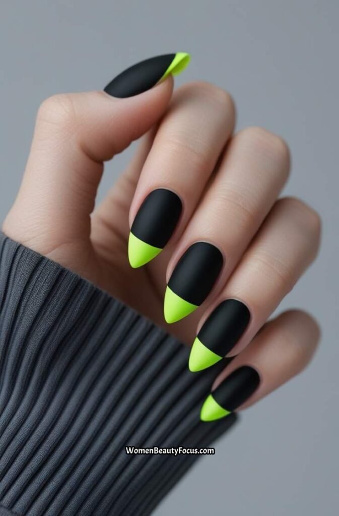 2. Matte Black with Neon Green Tips