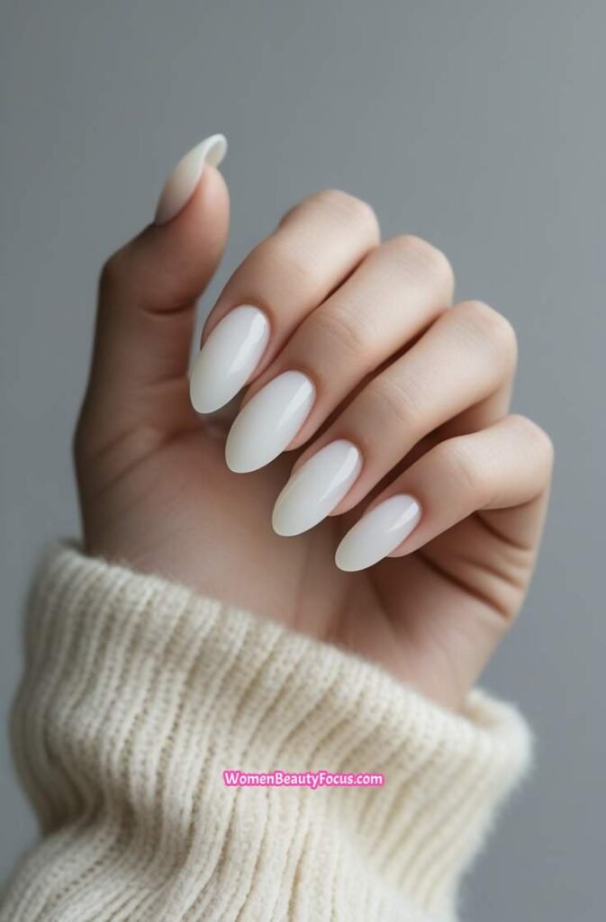2. Milky White Squoval Nails