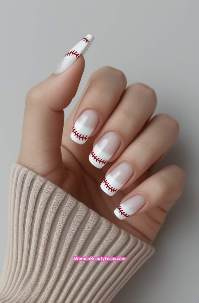 2. Minimal Baseball French Tips