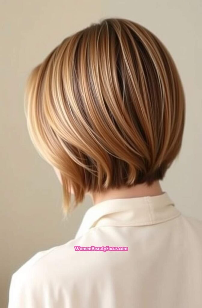 2. Sleek Layered Cut with Subtle Highlights Back View