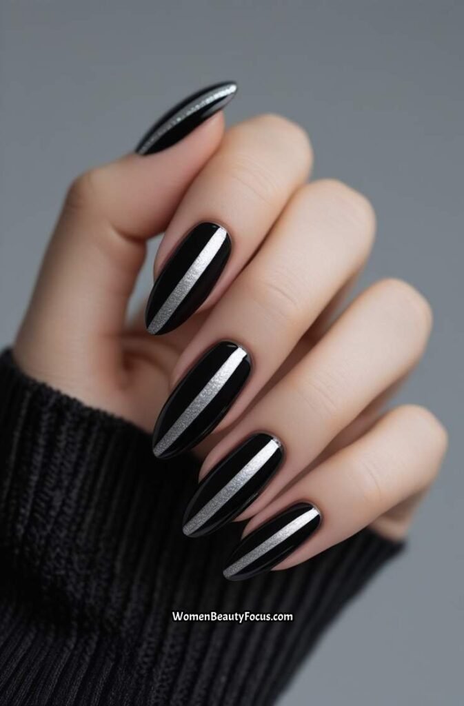 20. Classic Black Cat Eye Nails