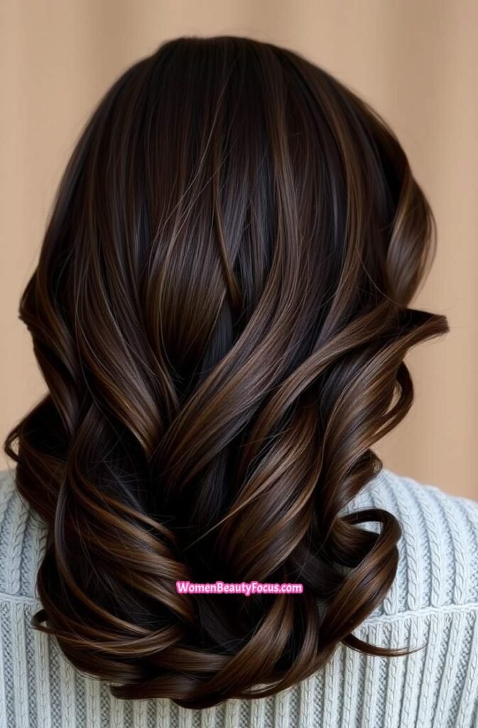 20. Dark Brown with Voluminous Waves Back View