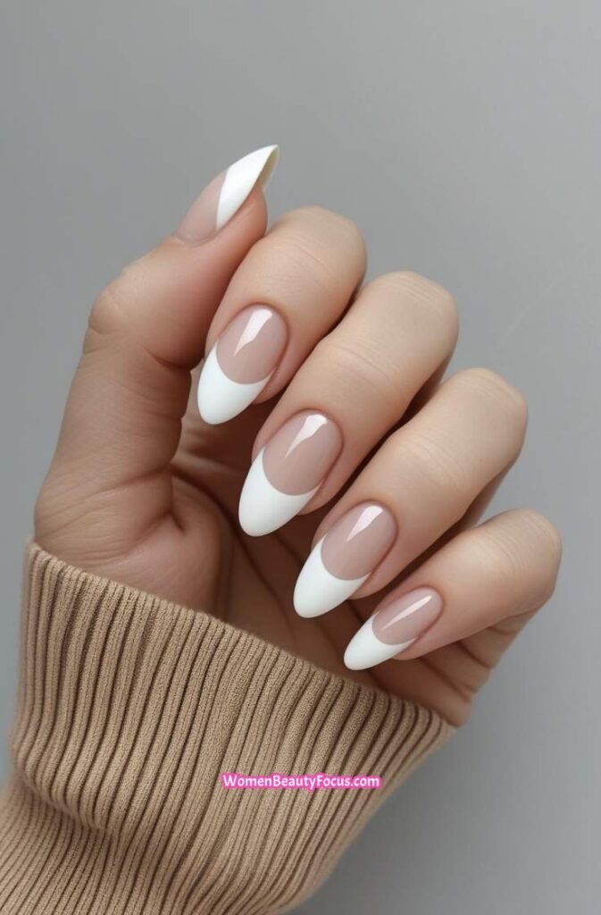 20. French Tips with Reverse Moon Accent