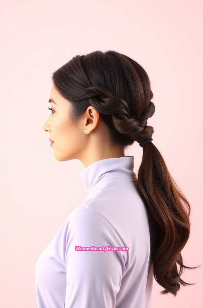 20. French Twist Inspired Ponytail Side View