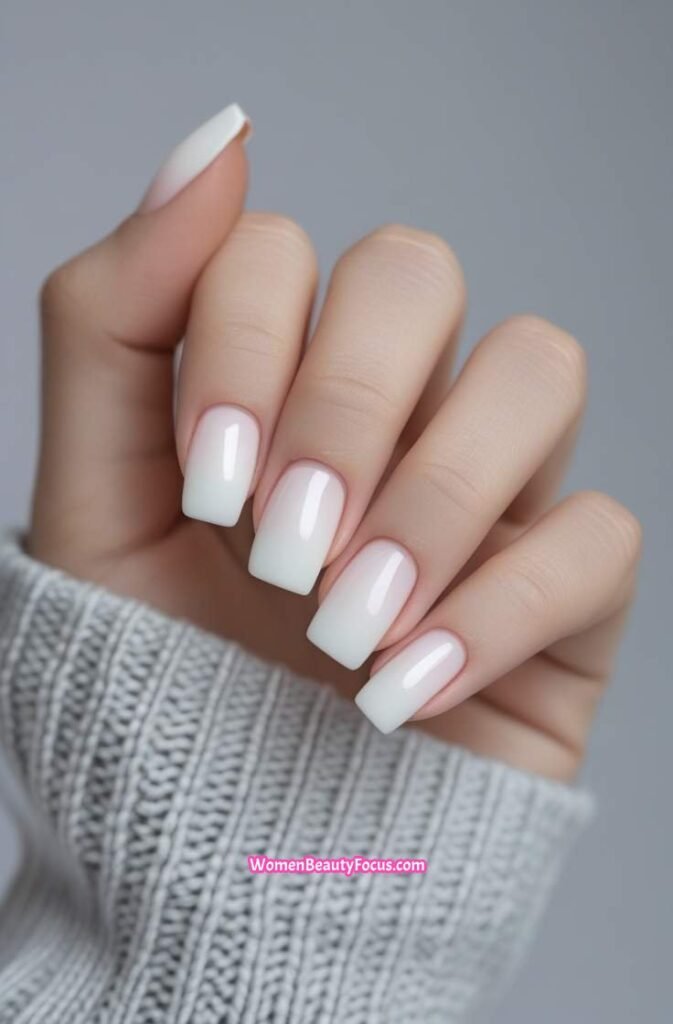 20. Ivory White Nails with a Subtle Pink Tint