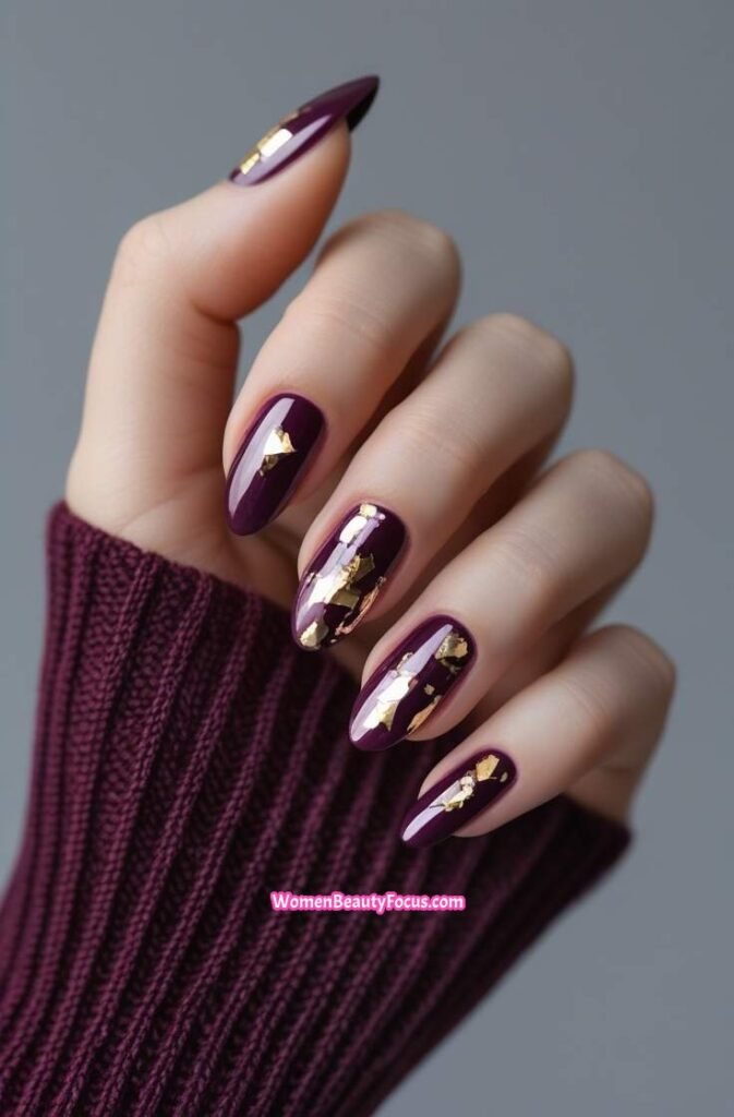 20. Metallic Plum Foil Nails