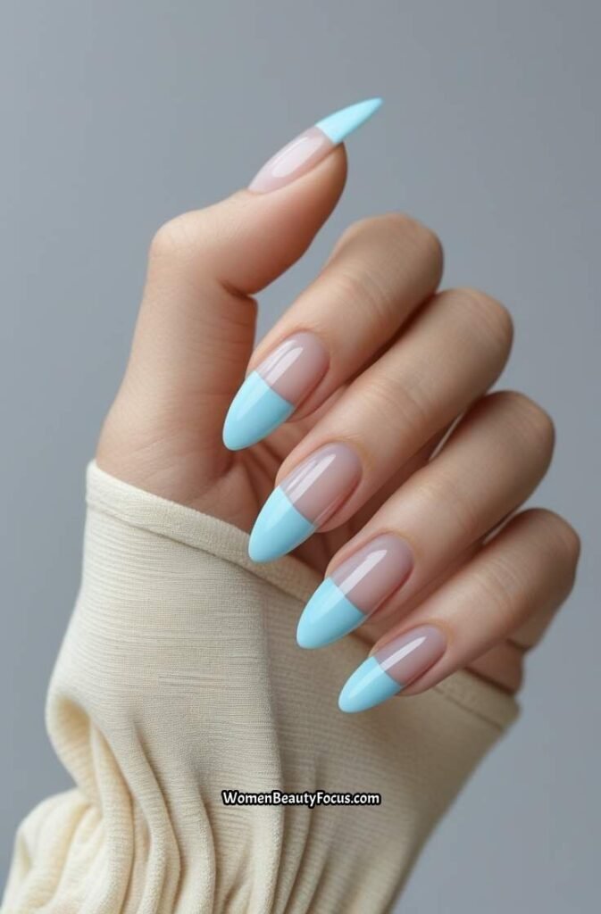 20. Pastel Blue Tips with Clear Base