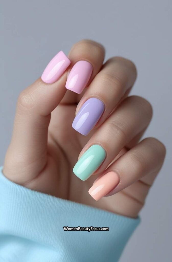 20. Pastel Rainbow Nails