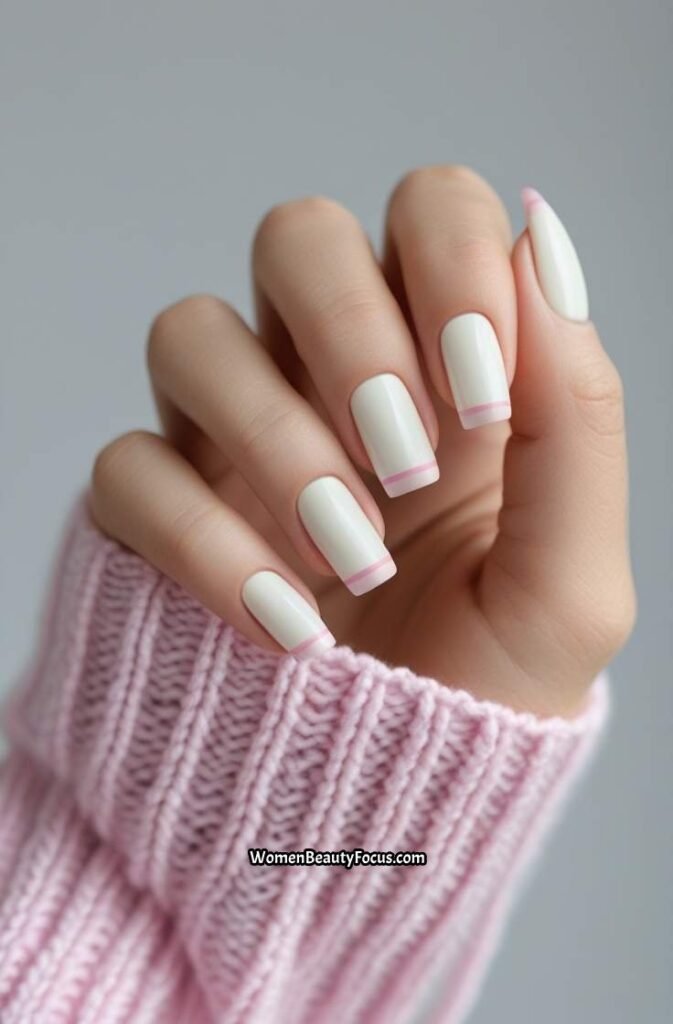 20. Soft White with Subtle Pink Tips