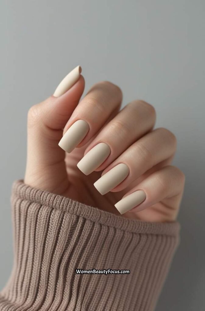 21. Creamy Square Nails with Matte Finish 1