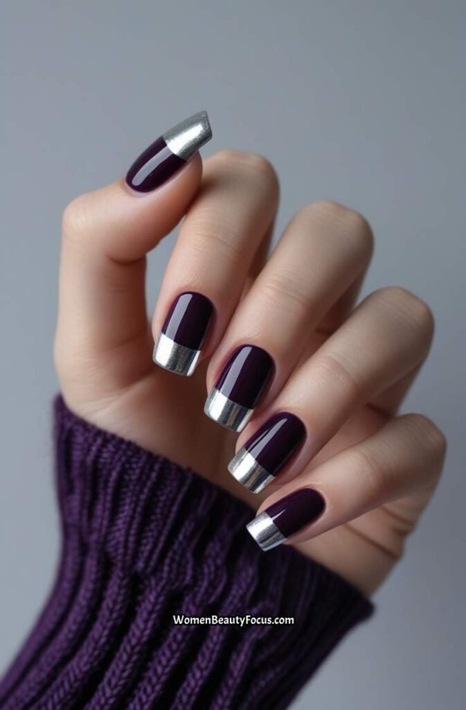21. Dark Plum and Silver Tips