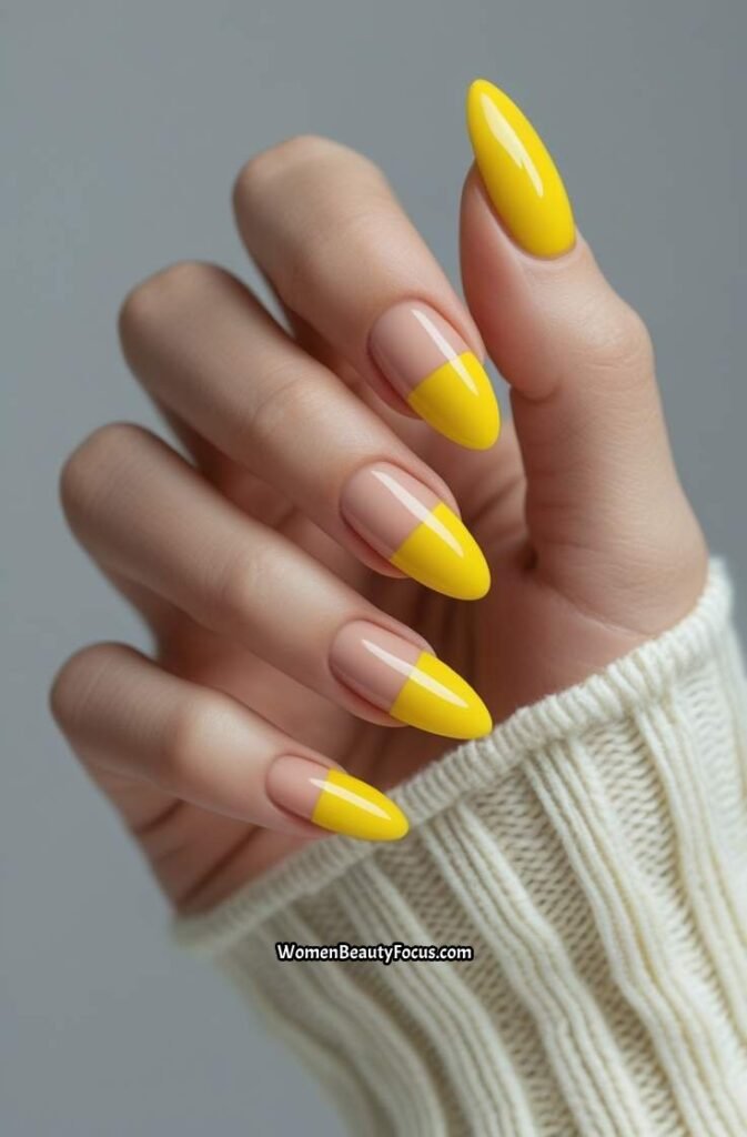 21. French Tips with Bright Yellow Tips