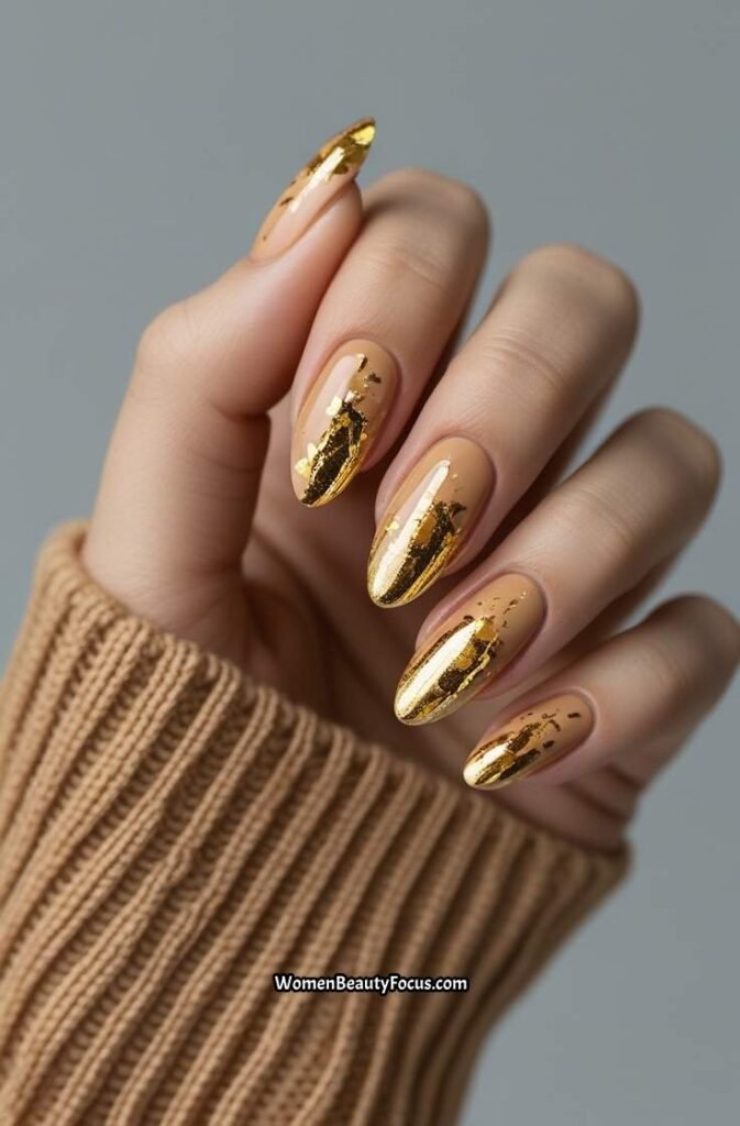 21. Golden Desert Foil Nails