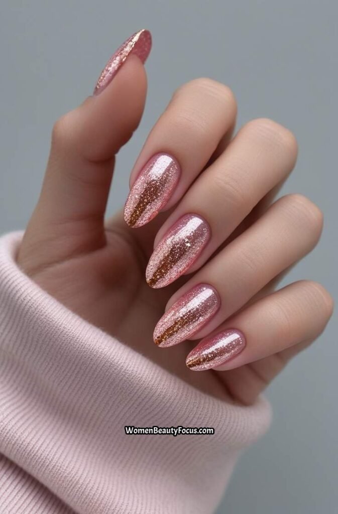 21. Pink Glitter French Nails