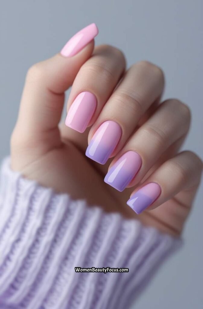 21. Pink and Lavender Gradient Nails