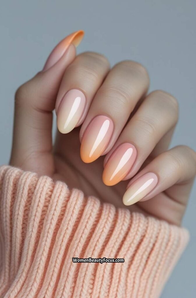 21. Soft Peach Gradient Nails