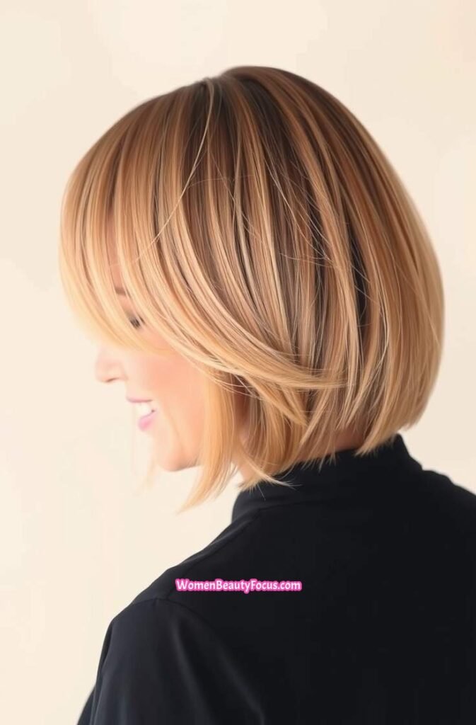 22. Back View of Peach Tapered Bob Back View