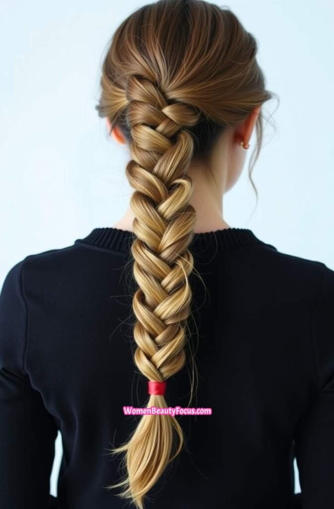 22. Braid Wrapped Ponytail with Zigzag Part Back View
