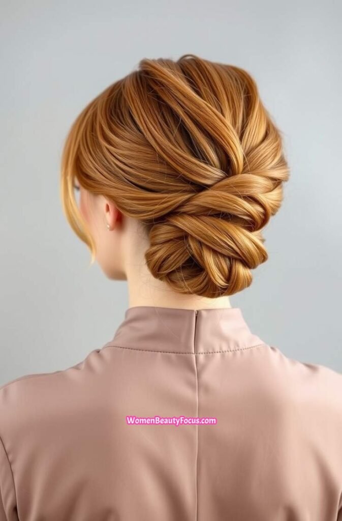 22. Copper French Twist with Soft Flyaways Back View