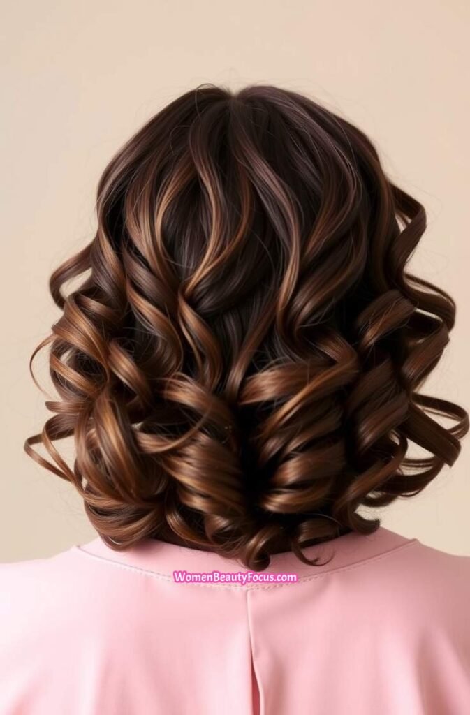 22. Medium Brown with Soft Curls Back View