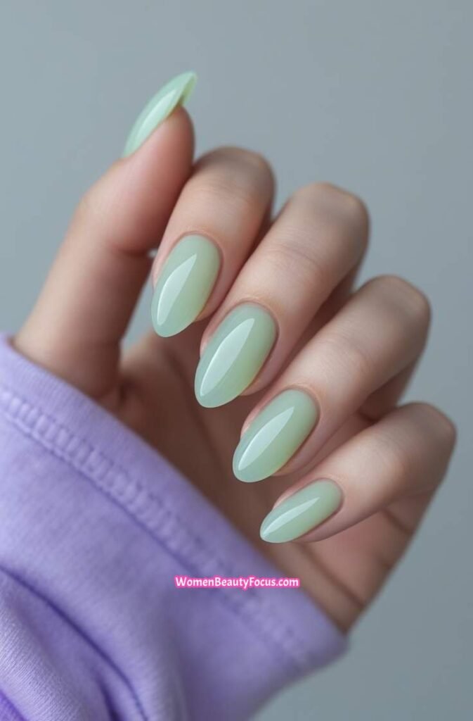 22. Pale Green Jelly Nails