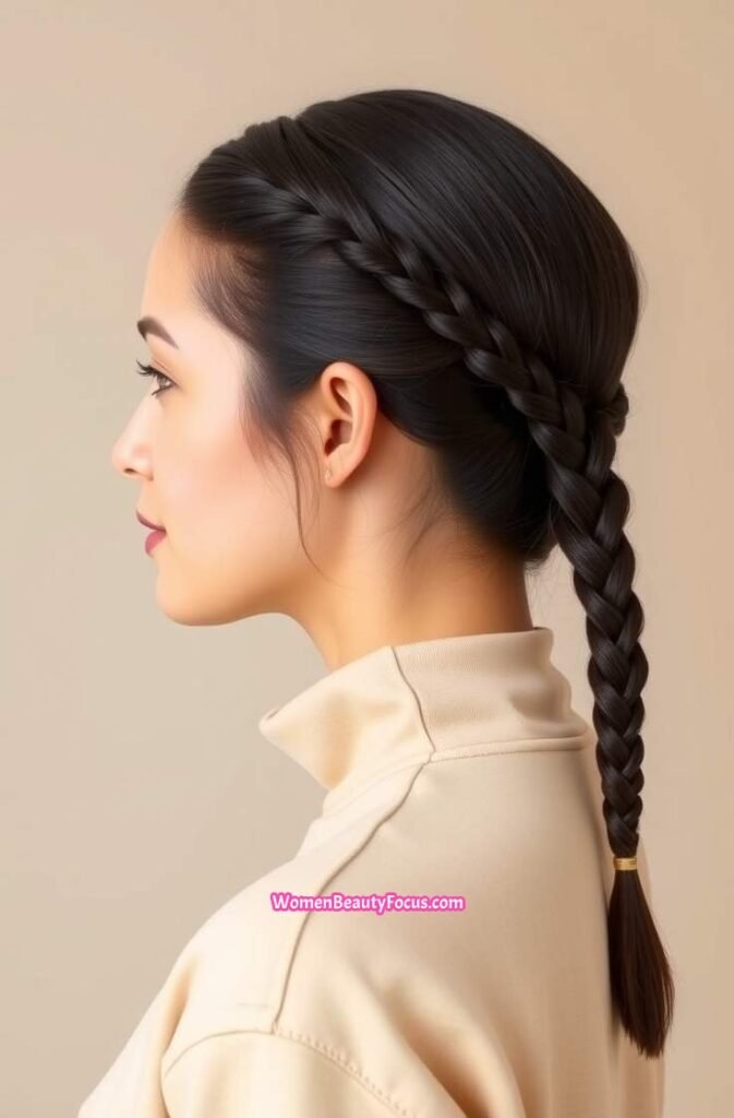 22. Slicked Back Braid with Gel Hold Side View