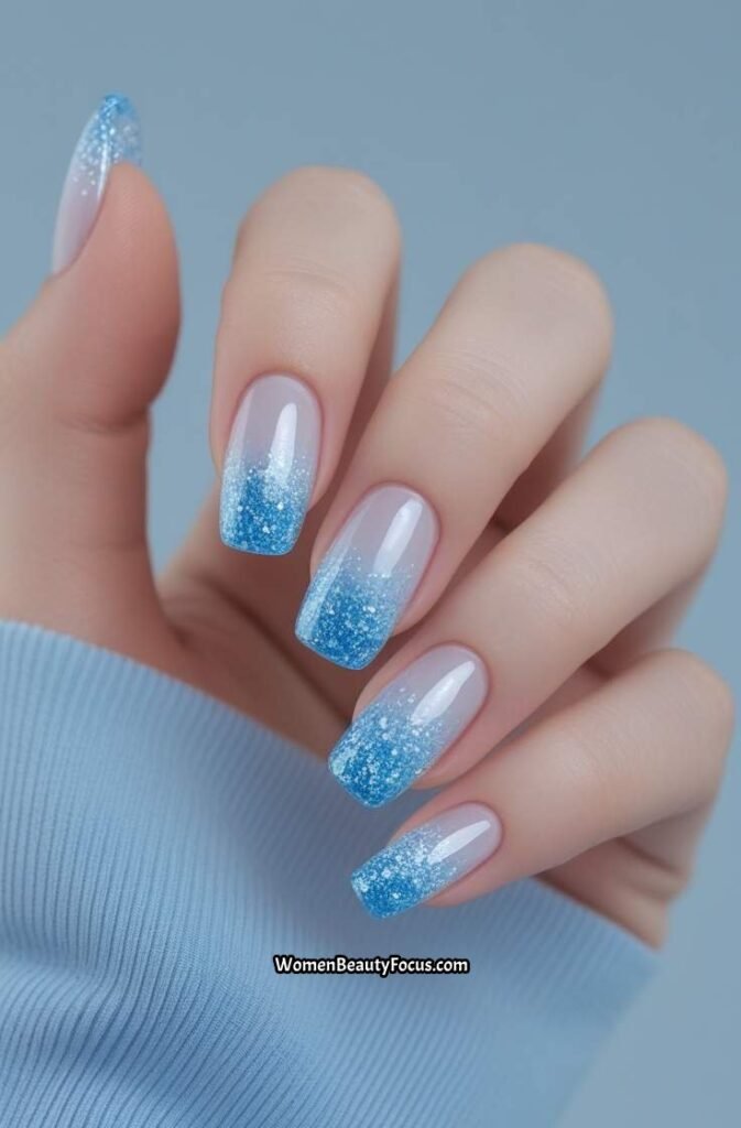 22. Soft Blue Glitter Gradient